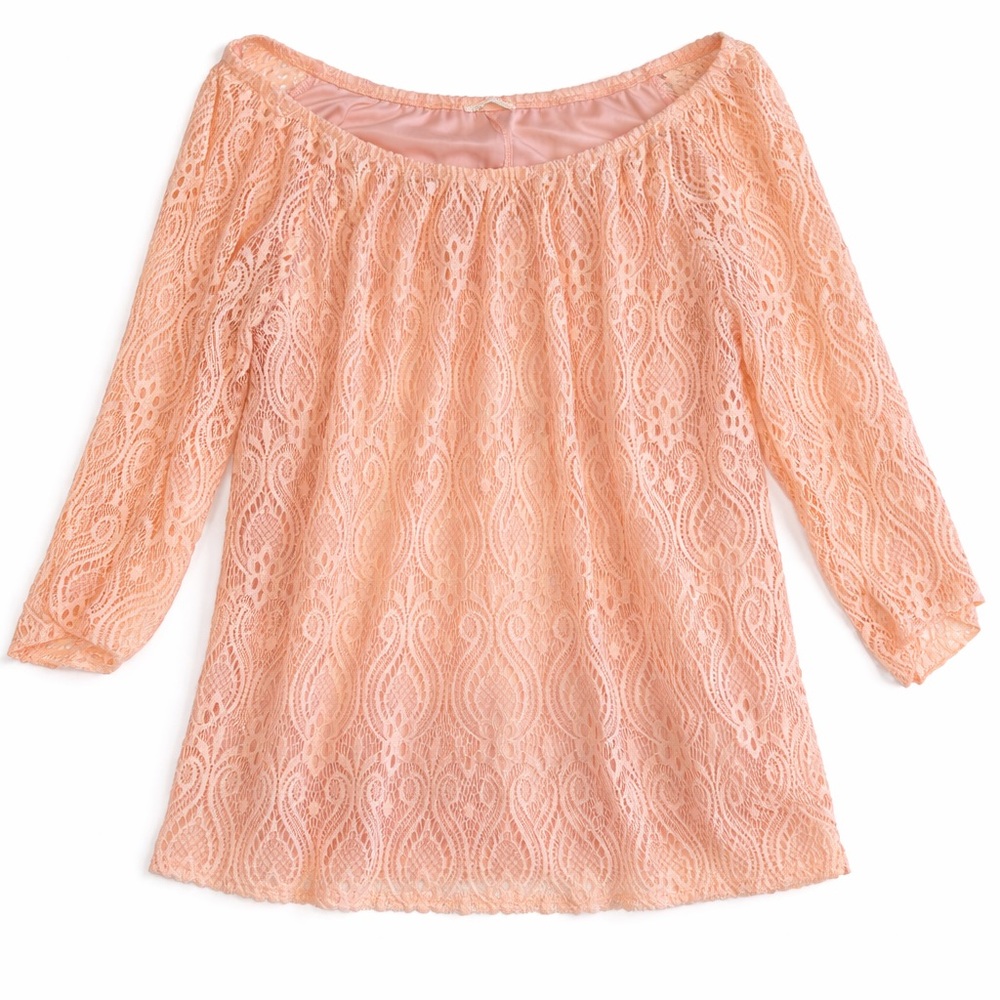Pink Lace Off-Shoulder Blouse plus size 1x